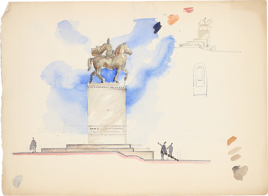 Великанов Александр Петрович. Три варианта постаментов к памятнику Юрию Долгорукому на двух листах